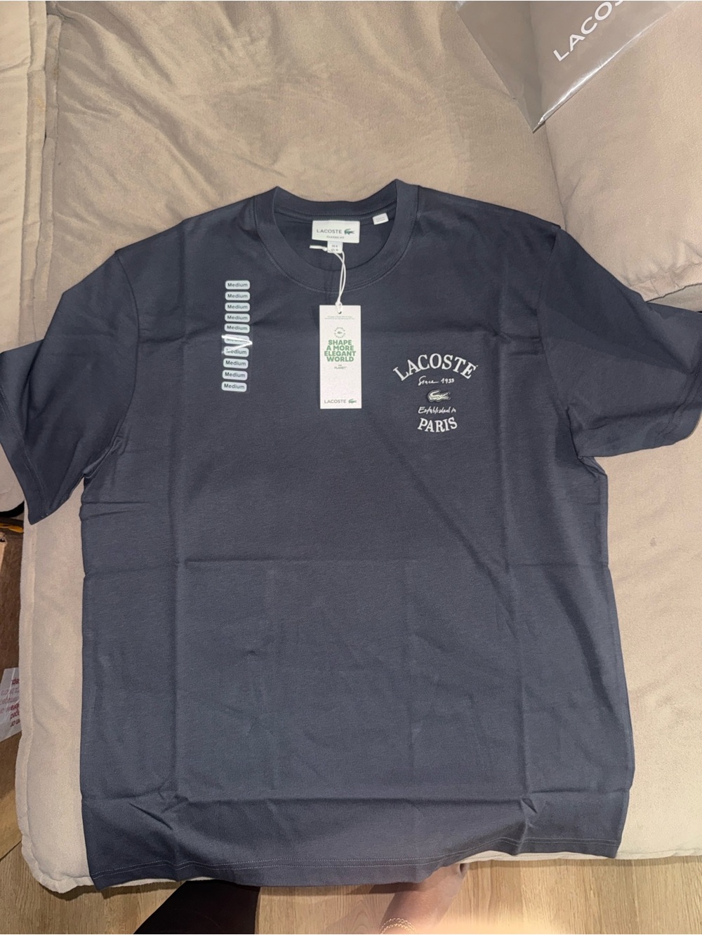 Lacoste Men's Navy Short-Sleeve Logo Crew Tee